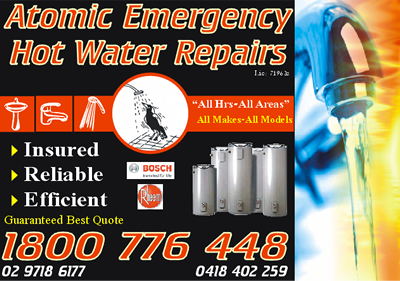 ATOMIC EMERGENCY HOT WATER REPAIRS PTY LTD